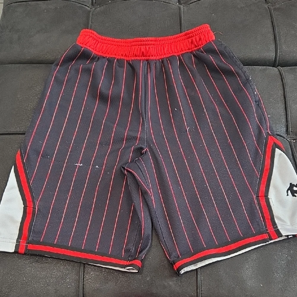AND1 Kids Black and Red Striped Shorts - Picture 1 of 5